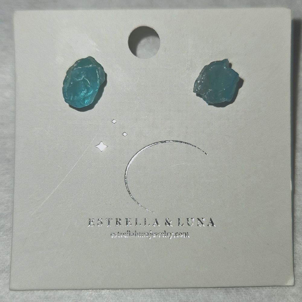 Estrella & Luna Blue and Gold Iridescent Earrings